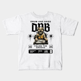 DNB - Cat Dj Feline The Groove (Black/Cat A) Kids T-Shirt